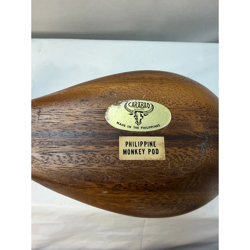 Carabao Brand Philippine Monkey Pod Wood Hand Carved Bowls Set of 3 Vintage